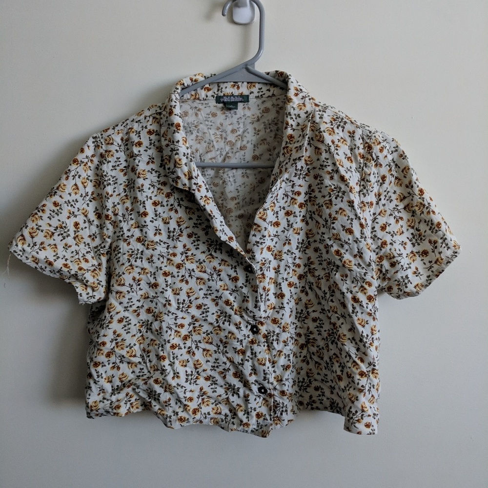 Cropped Yellow Rose Blouse